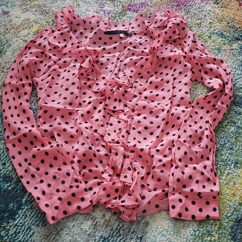 Vintage Italian Flirty Pink Silk Blouse